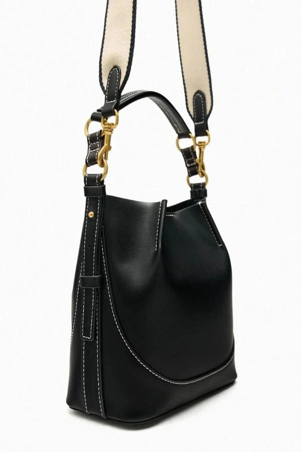 Enora Crossbody Bag - Canvas & PU Leather Minimalist Carry - Image 8