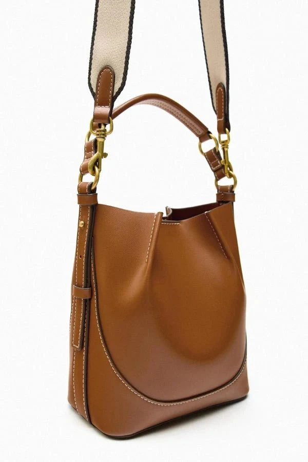 Enora Crossbody Bag - Canvas & PU Leather Minimalist Carry - Image 14