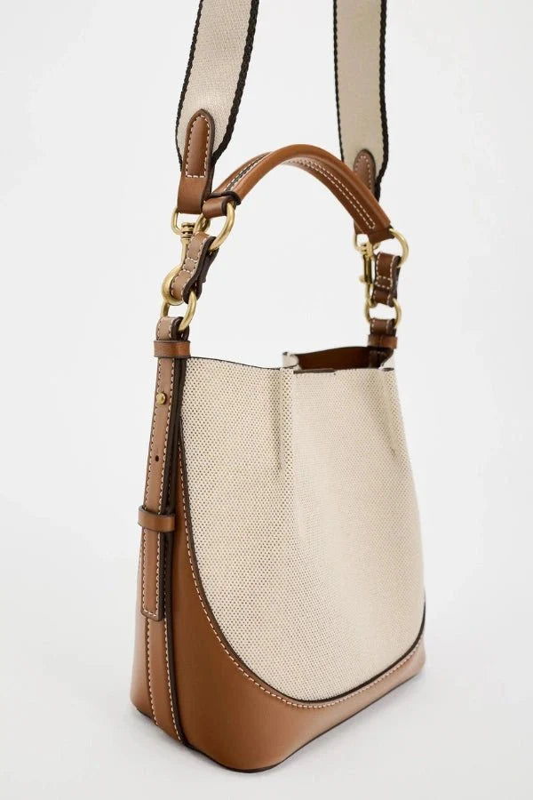 Enora Crossbody Bag - Canvas & PU Leather Minimalist Carry - Image 21