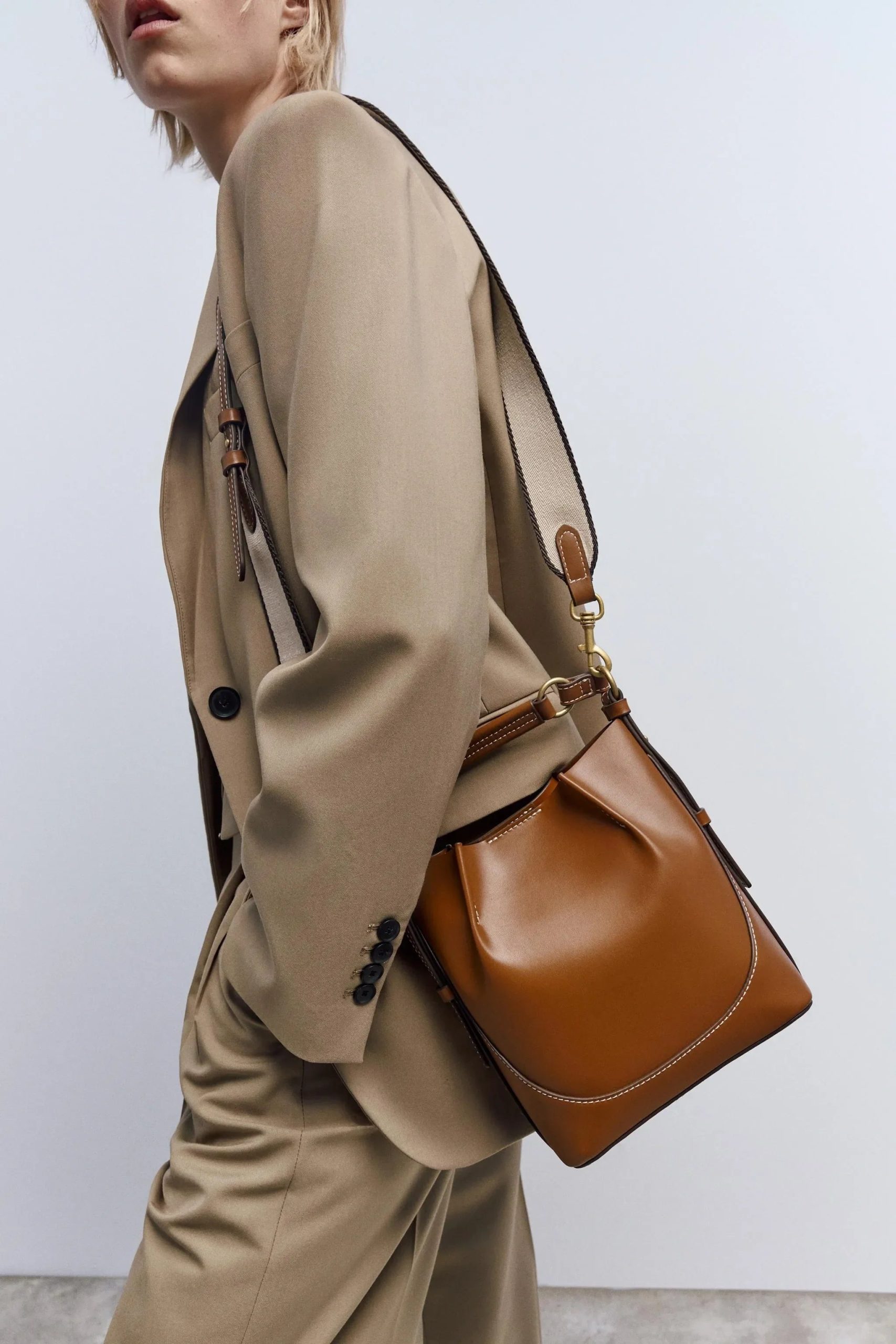 Enora Crossbody Bag - Canvas & PU Leather Minimalist Carry - Image 11