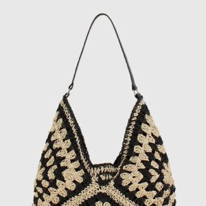 Annelise Shoulder Bag - Straw & PU Leather Summer Carryall