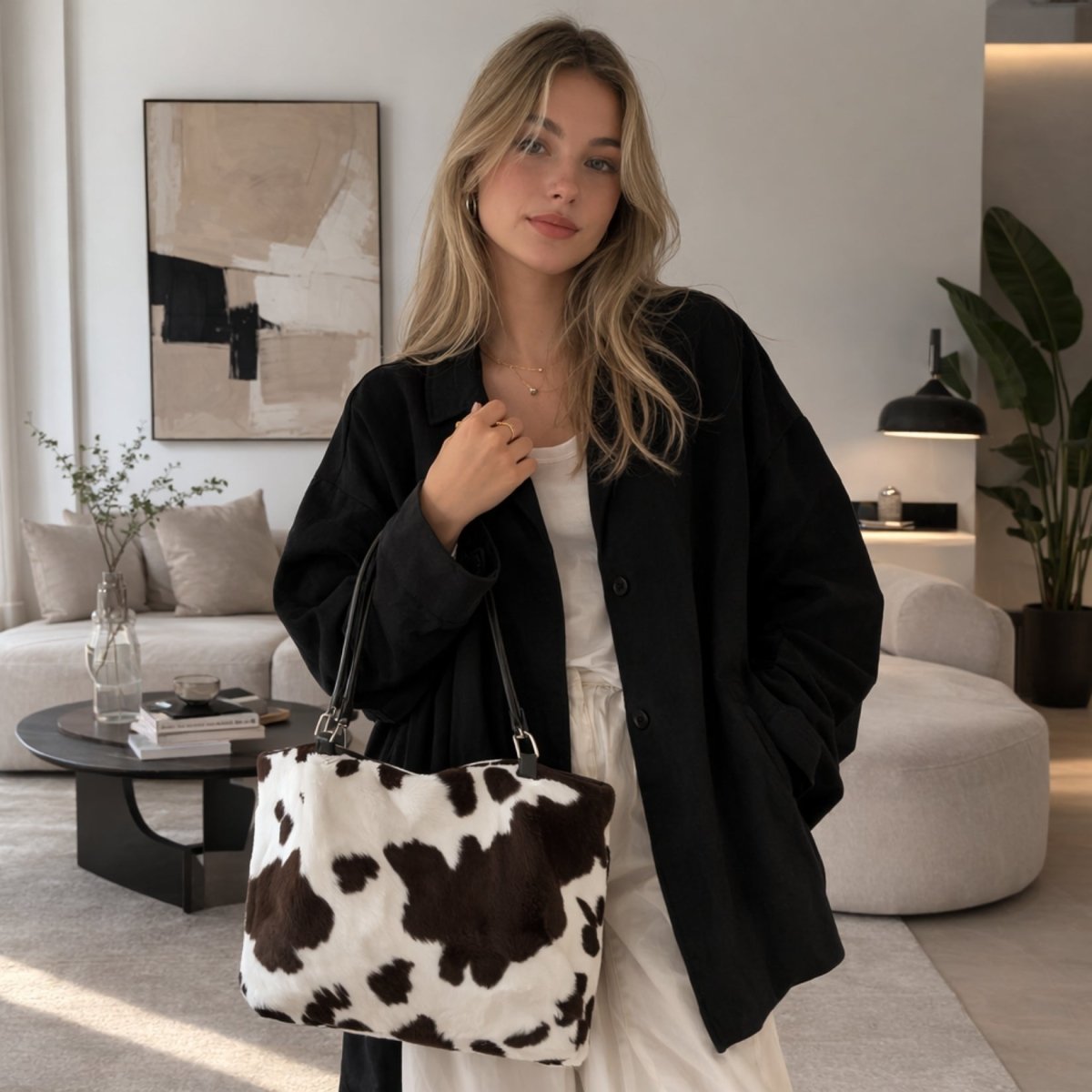 Kaelan Tote Bag - Faux Fur Spacious Everyday Carry - Image 2