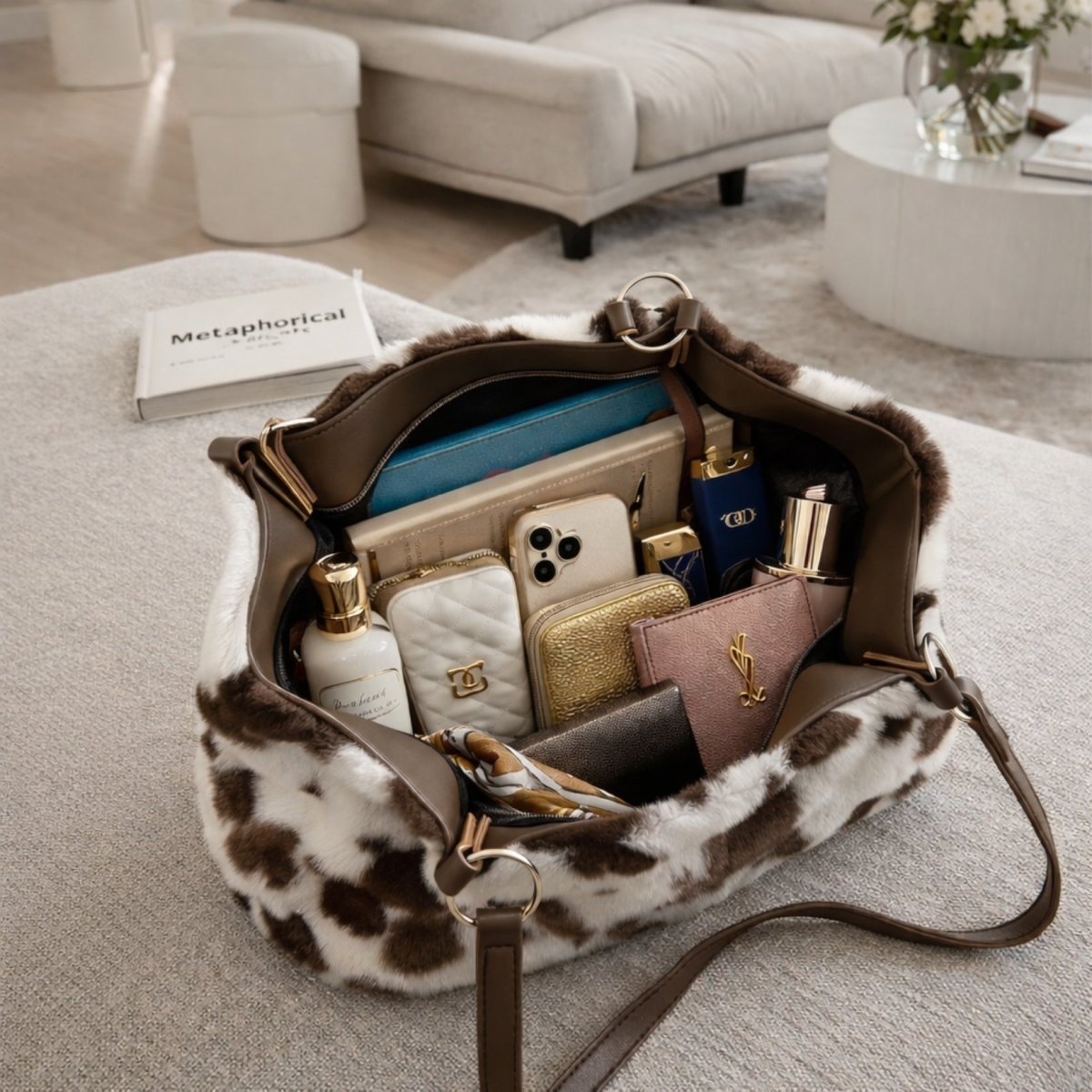 Kaelan Tote Bag - Faux Fur Spacious Everyday Carry - Image 4